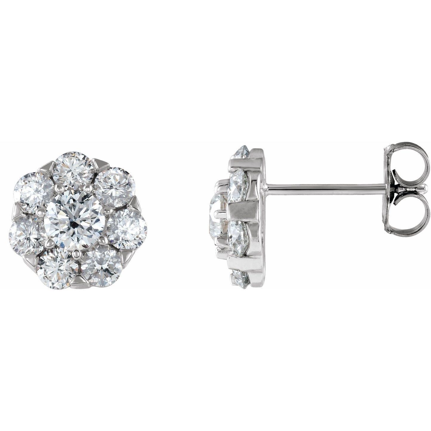 14K White 2 CTW Diamond Cluster Earrings