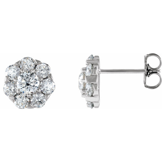 14K White 2 CTW Diamond Cluster Earrings