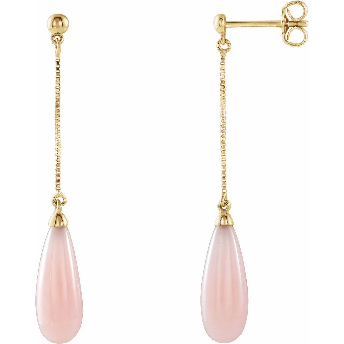 14K Yellow Pink Opal Earrings
