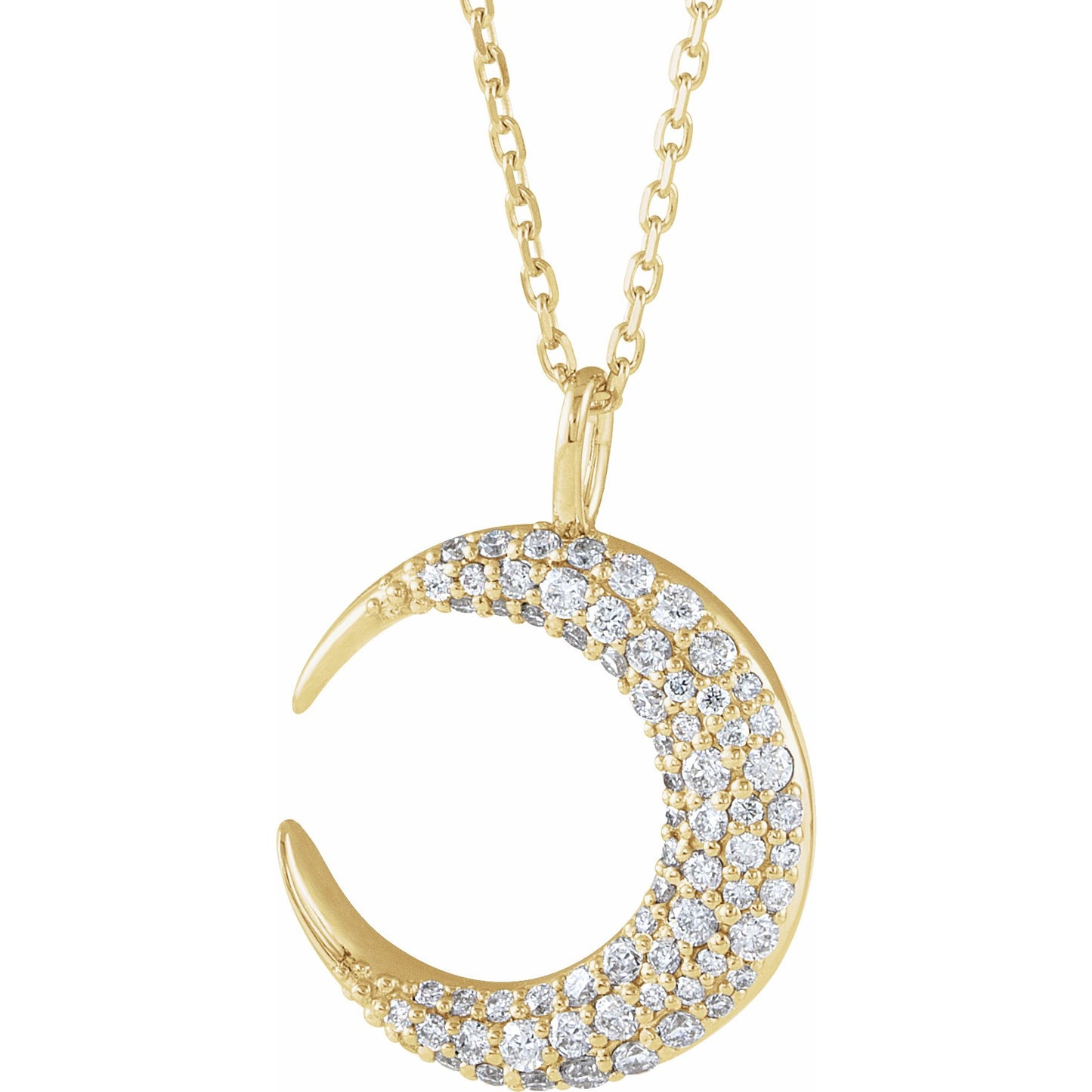 14K Yellow 1/3 CTW Diamond Crescent Moon 16-18 Necklace