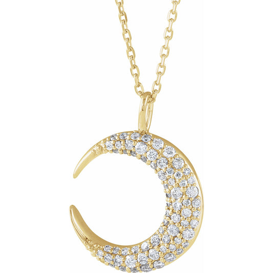 14K Yellow 1/3 CTW Diamond Crescent Moon 16-18 Necklace