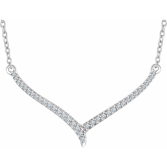 14K White 1/6 CTW Diamond V 16-18 Necklace