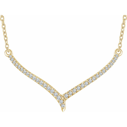 14K Yellow 1/6 CTW Diamond V 16-18 Necklace