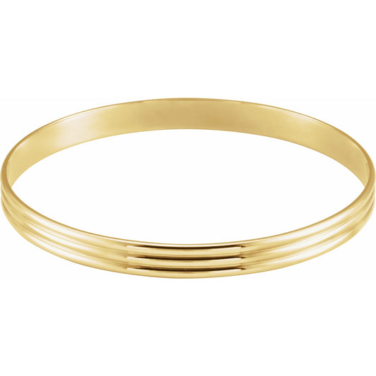 14K Yellow 6 mm Grooved Bangle Bracelet