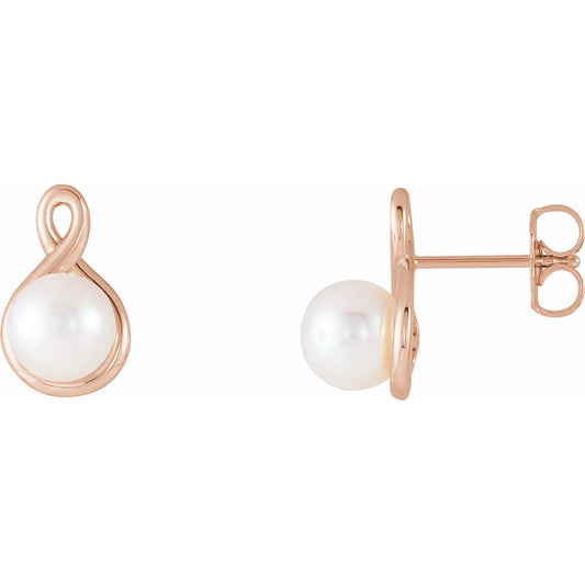 14K Rose Pearl Earrings