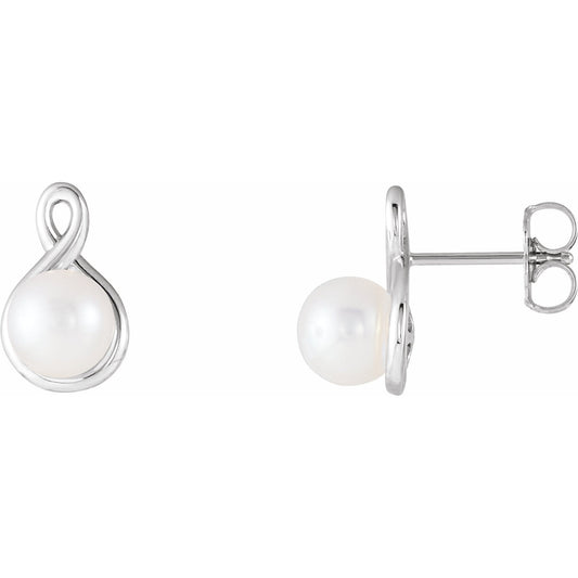 14K White Pearl Earrings