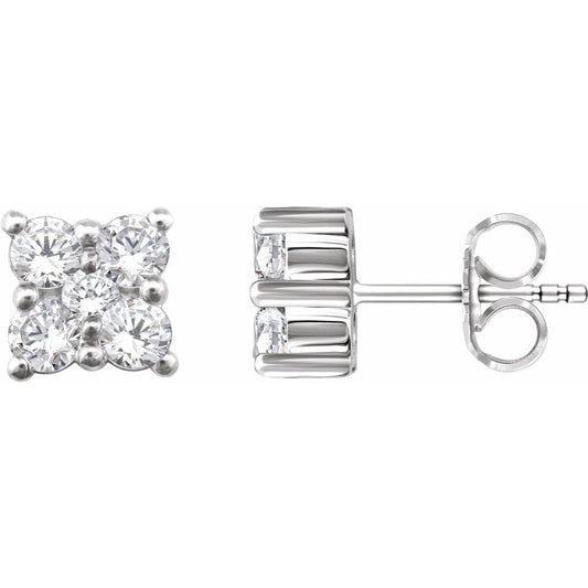 14K White 1/2 CTW Diamond Cluster Earrings