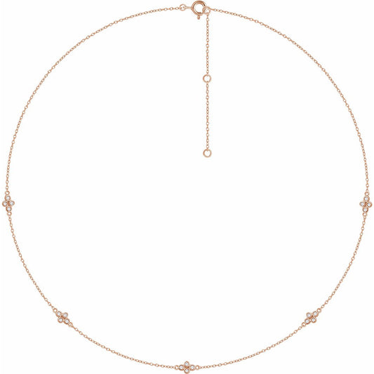 14K Rose 1/6 CTW Diamond 5-Station 18 Necklace