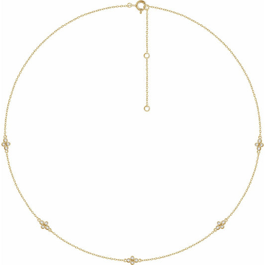 14K Yellow 1/6 CTW Diamond 5-Station 18 Necklace