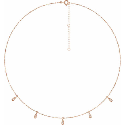 14K Rose 1/10 CTW Diamond 5-Station 16-18 Necklace