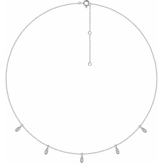 14K White 1/10 CTW Diamond 5-Station 16-18 Necklace