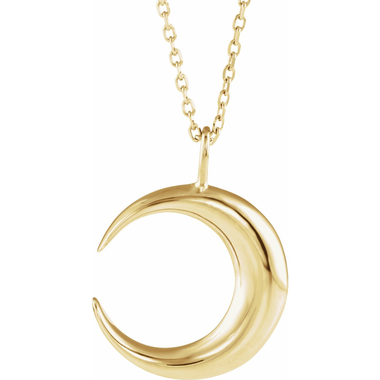 14K Yellow Crescent Moon 16-18 Necklace