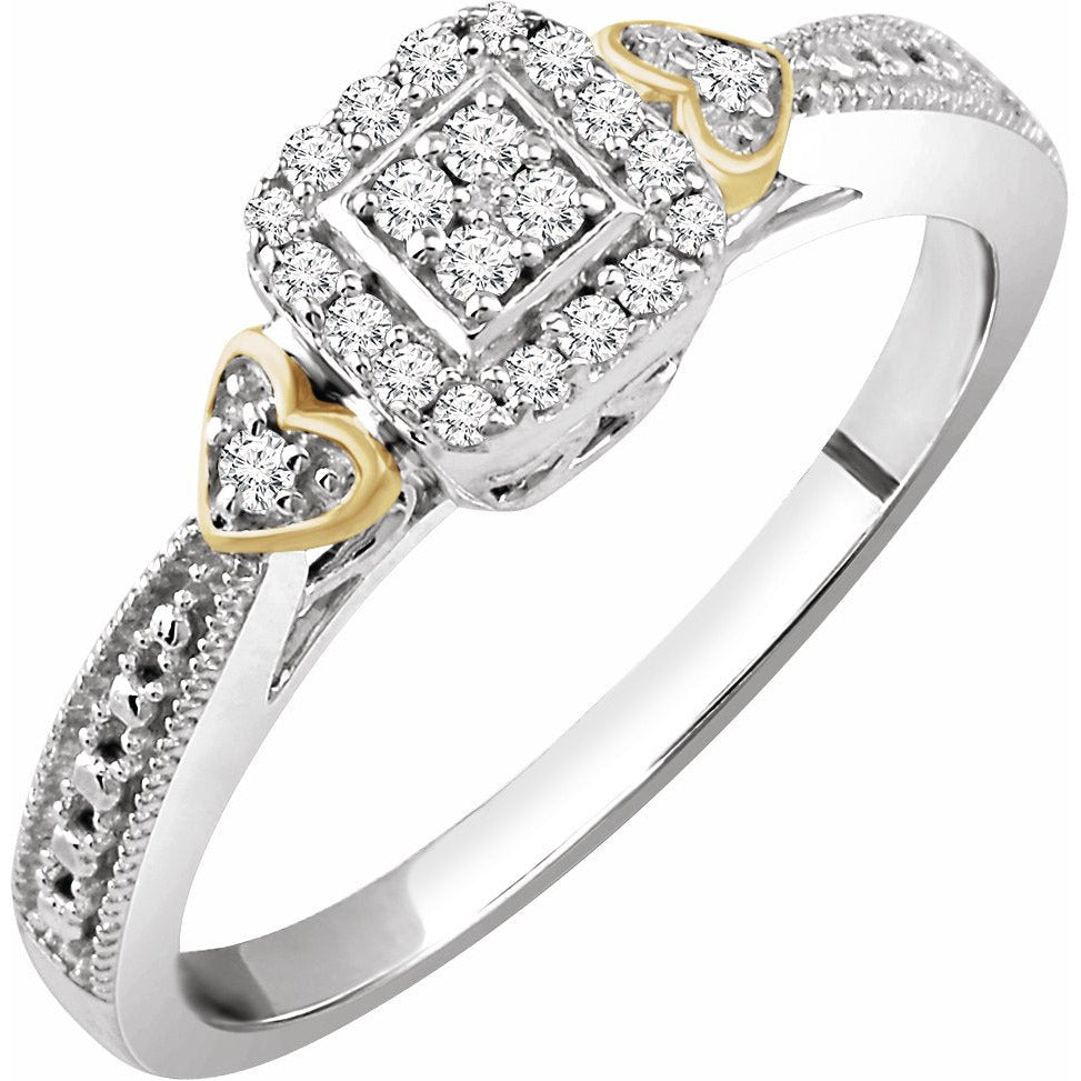 10K White & Yellow 1/6 CTW Diamond Promise Ring