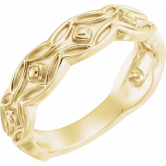 14K Yellow Scalloped Geometric Ring