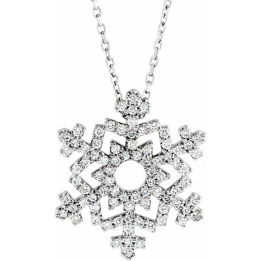 14K White 1/3 CTW Diamond Snowflake 16 Necklace