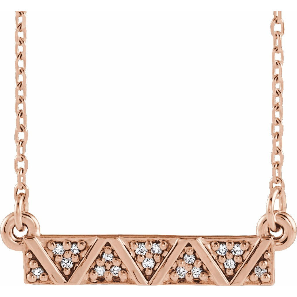 14K Rose .05 CTW Diamond Geometric Bar 16-18 Necklace