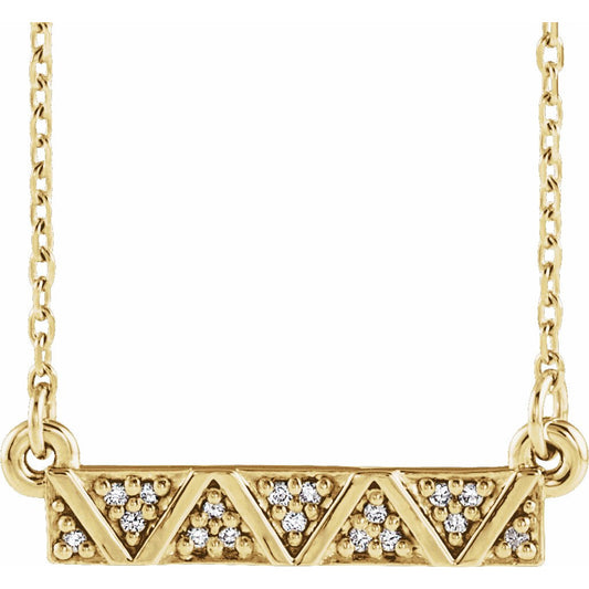 14K Yellow .05 CTW Diamond Geometric Bar 16-18 Necklace