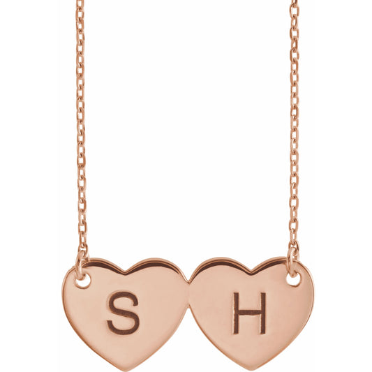 14K Rose Double Heart 17 Necklace