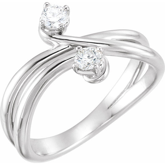 14K White 1/4 CTW Diamond Two-Stone Ring