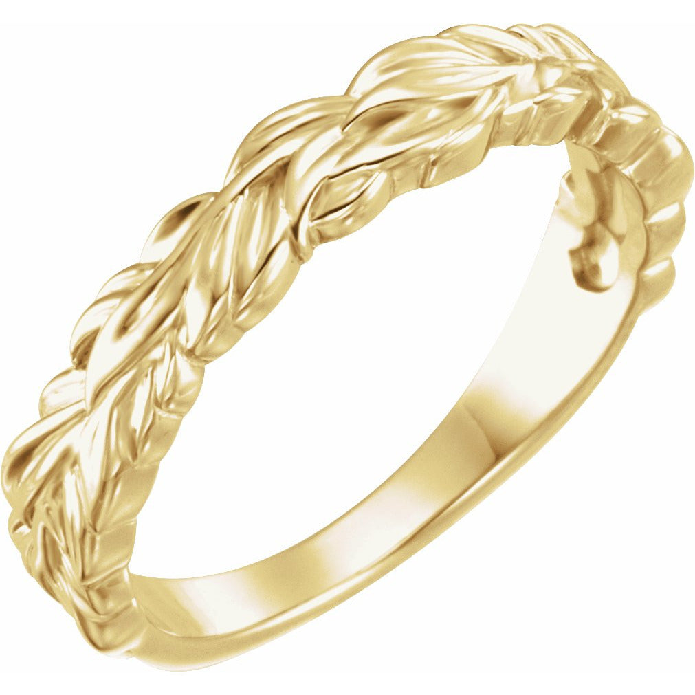 14K Yellow Stackable Leaf Ring