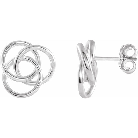 14K White Knot Earrings