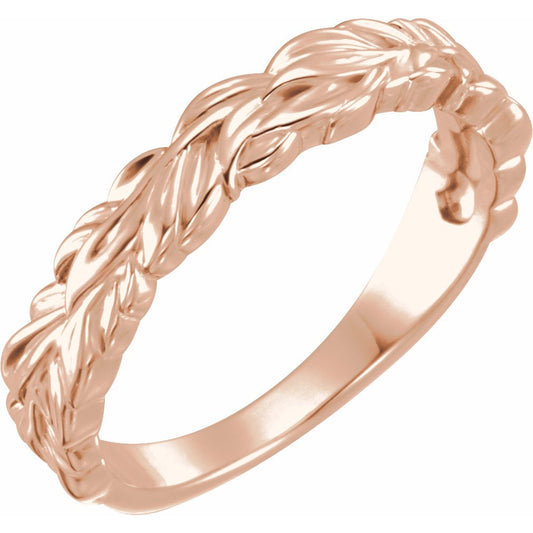 14K Rose Stackable Leaf Ring