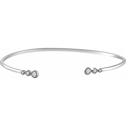 14K White 1/4 CTW Diamond Cuff 7 Bracelet