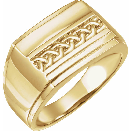 14K Yellow 17x13 mm Rectangle Signet Ring