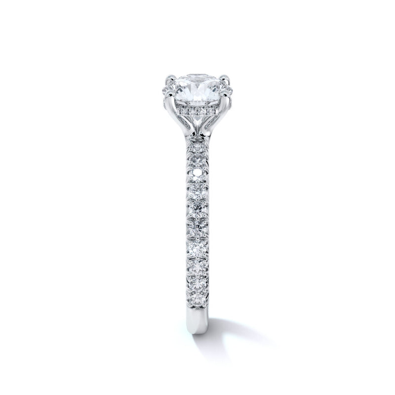 Sasha Primak Embrace 4-Prong French Pave Set Diamond Engagement Ring with Pave Gallery Wire