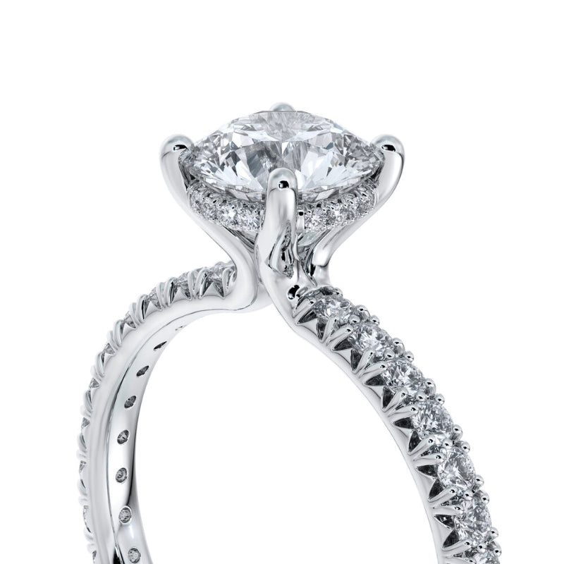 Sasha Primak Embrace 4-Prong French Pave Set Diamond Engagement Ring with Pave Gallery Wire