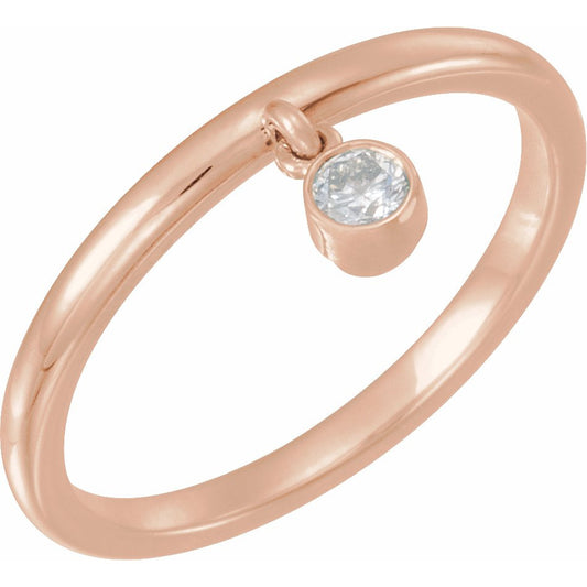 14K Rose 1/10 CT Diamond Fringe Ring