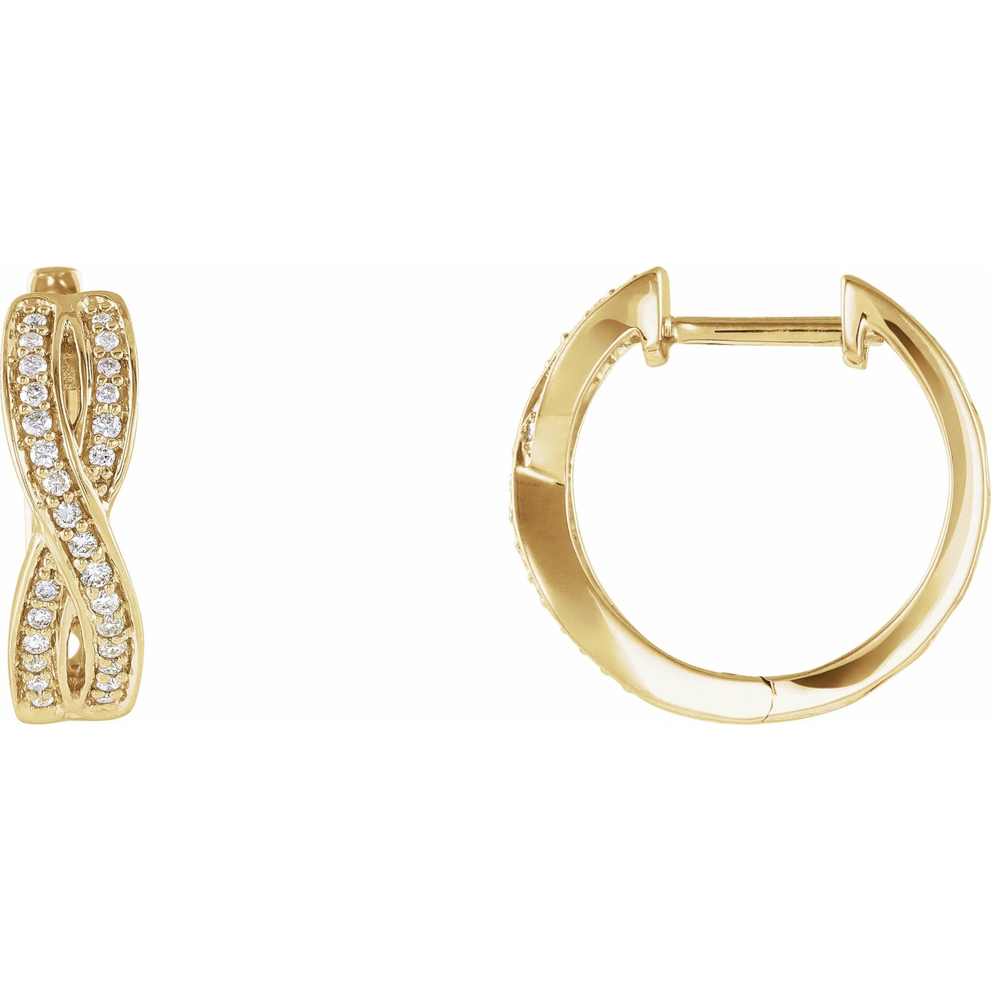 14K Yellow 1/5 CTW Diamond Infinity-Inspired Hoop Earrings
