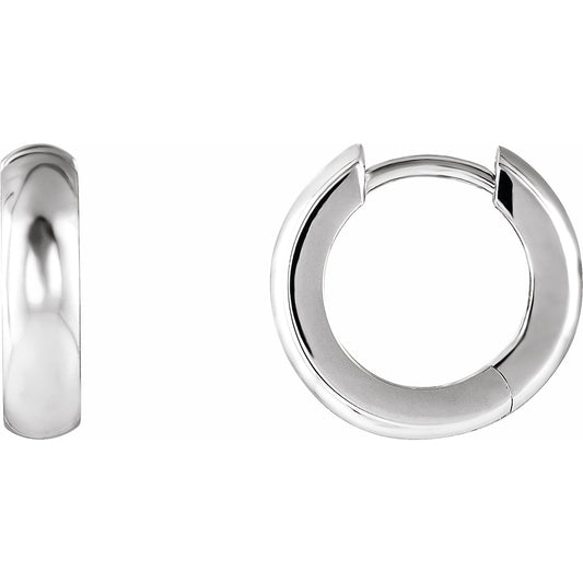 14K White 14.25 mm Hinged Hoop Earrings