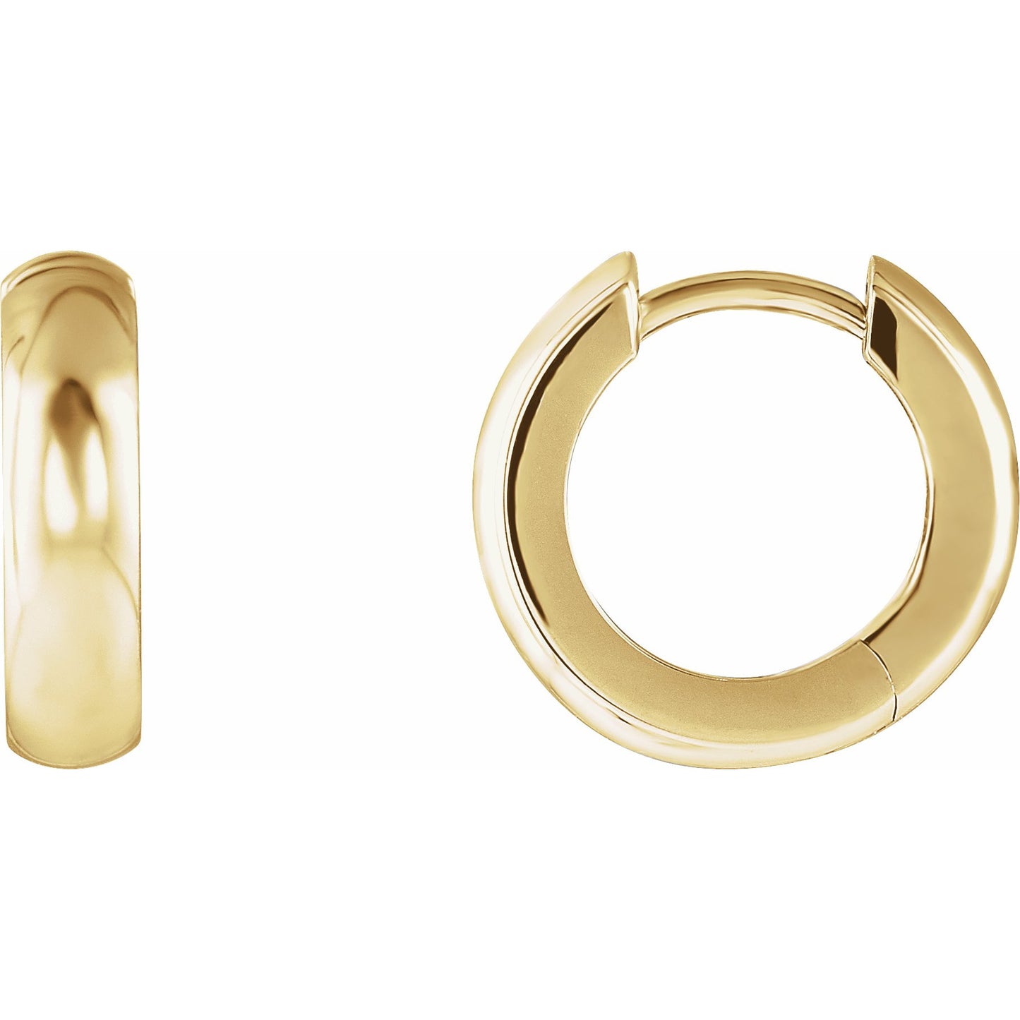 14K Yellow 14.25 mm Hinged Hoop Earrings