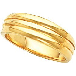 14K Yellow 6 mm Grooved Tapered Band