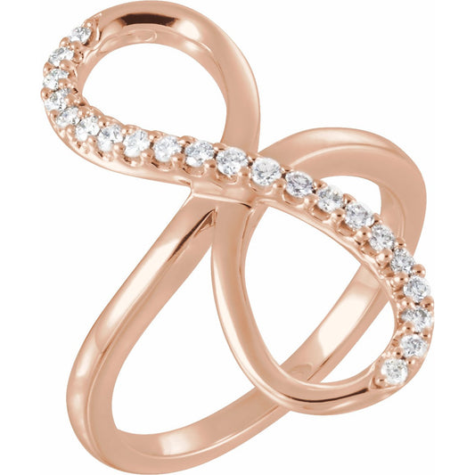 14K Rose 1/4 CTW Diamond Infinity-Inspired Ring