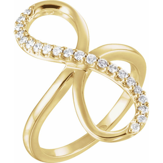 14K Yellow 1/4 CTW Diamond Infinity-Inspired Ring