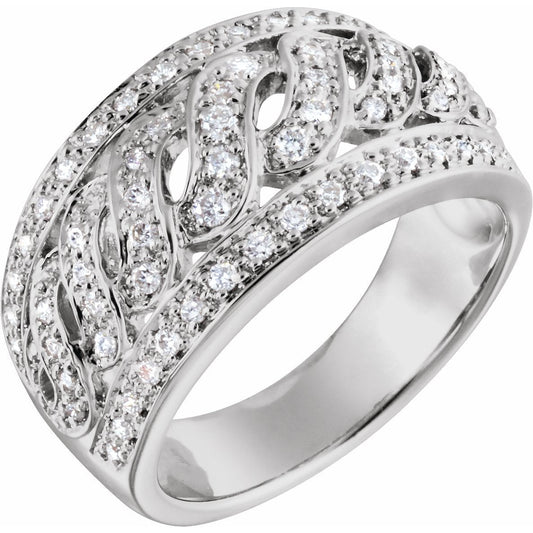 14K White 1/2 CTW Diamond Band