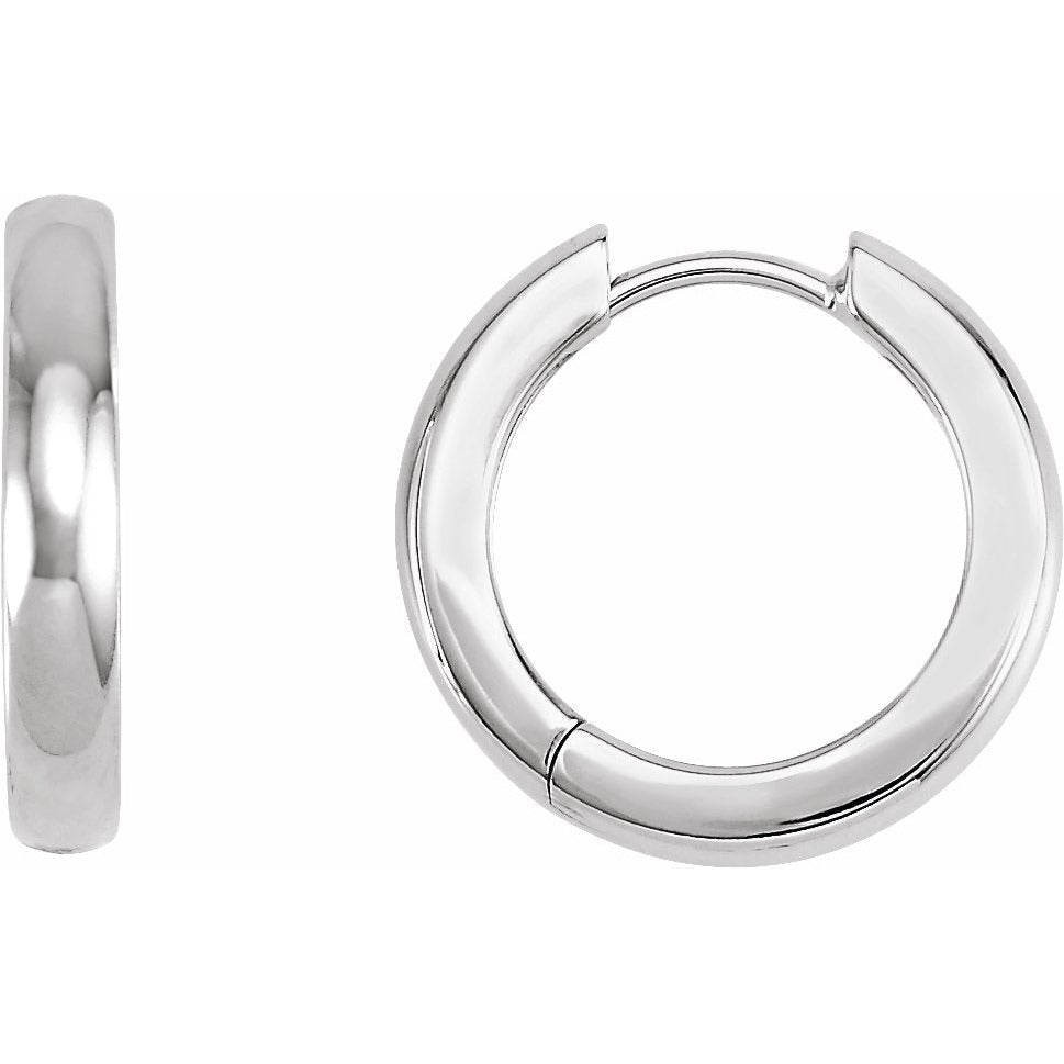 14K White 17.5 mm Hinged Hoop Earrings