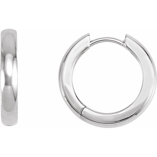 14K White 17.5 mm Hinged Hoop Earrings