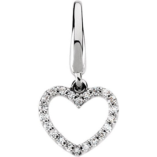 14K White .08 CTW Diamond Heart Charm