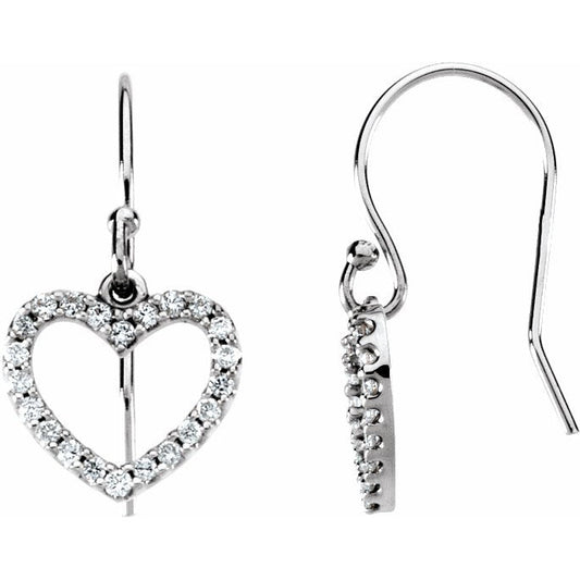 14K White 1/5 CTW Diamond Heart Earrings