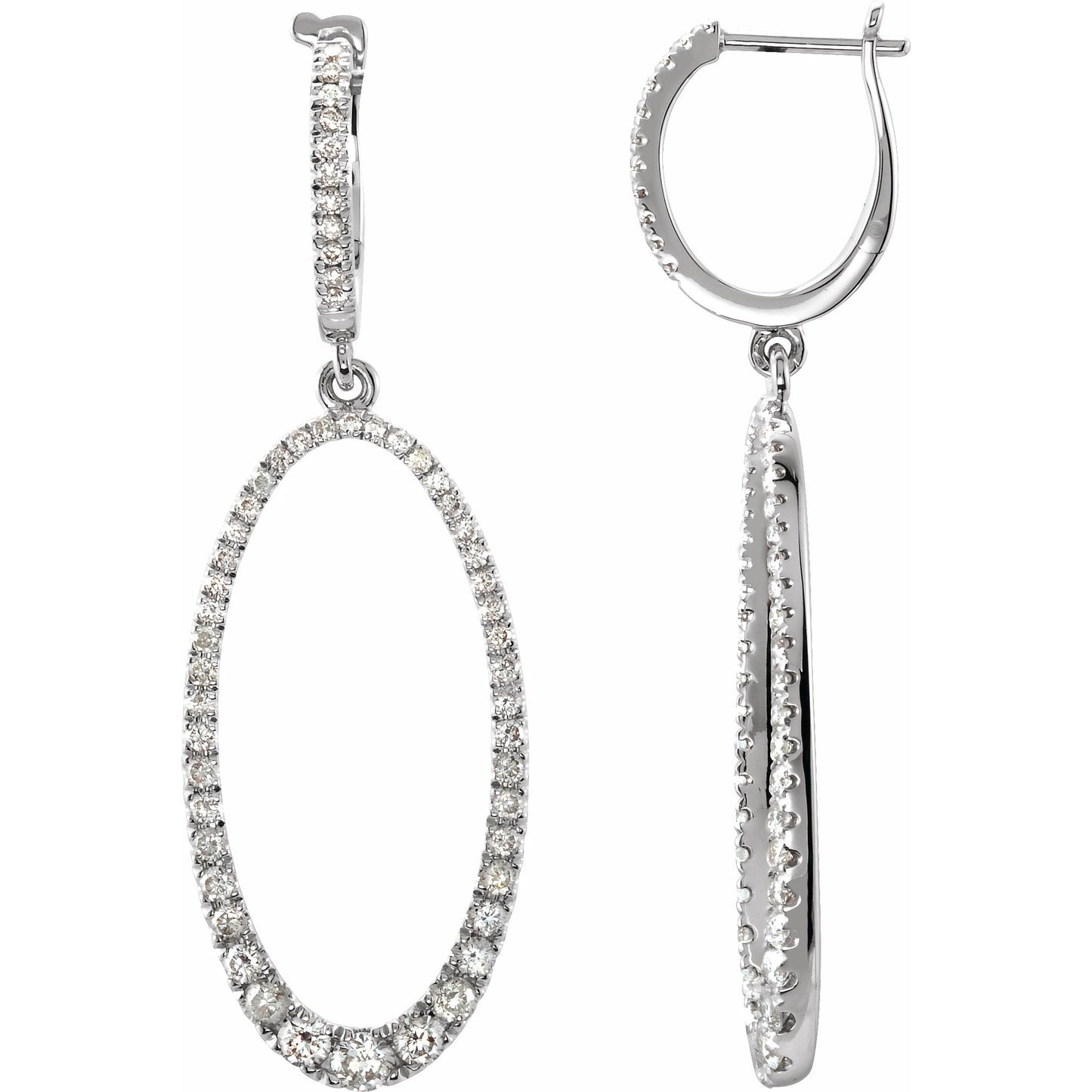 14K White 1 1/4 CTW Diamond Oval Silhouette Earrings