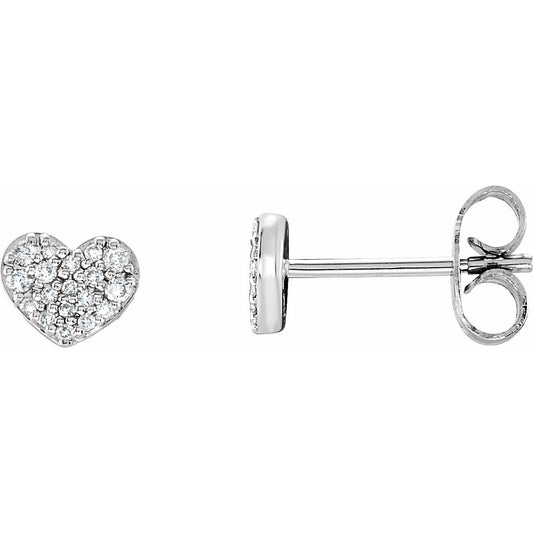 14K White 1/6 CTW Diamond Heart Earrings