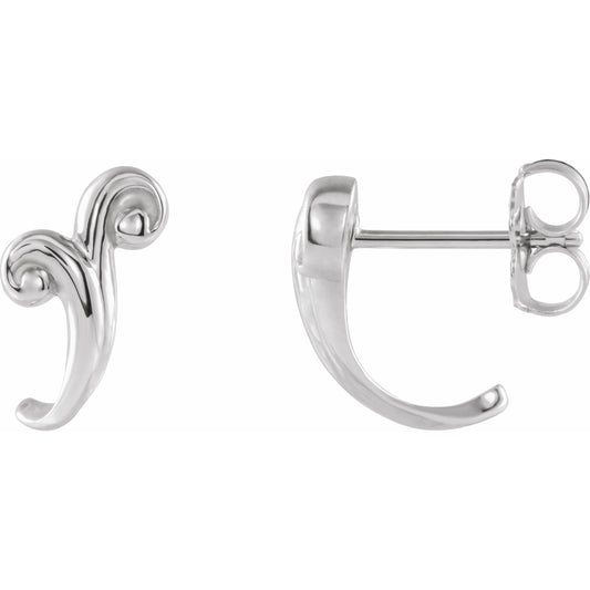 Platinum Freeform J-Hoop Earrings