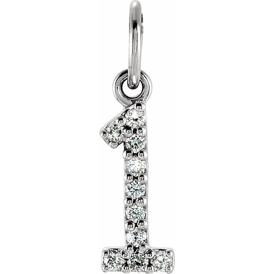 14K White .05 CTW Diamond Numeric Charm or Pendant