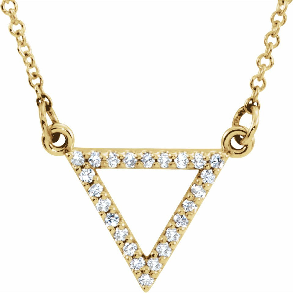 14K Yellow 1/10 CTW Diamond Triangle 16 Necklace