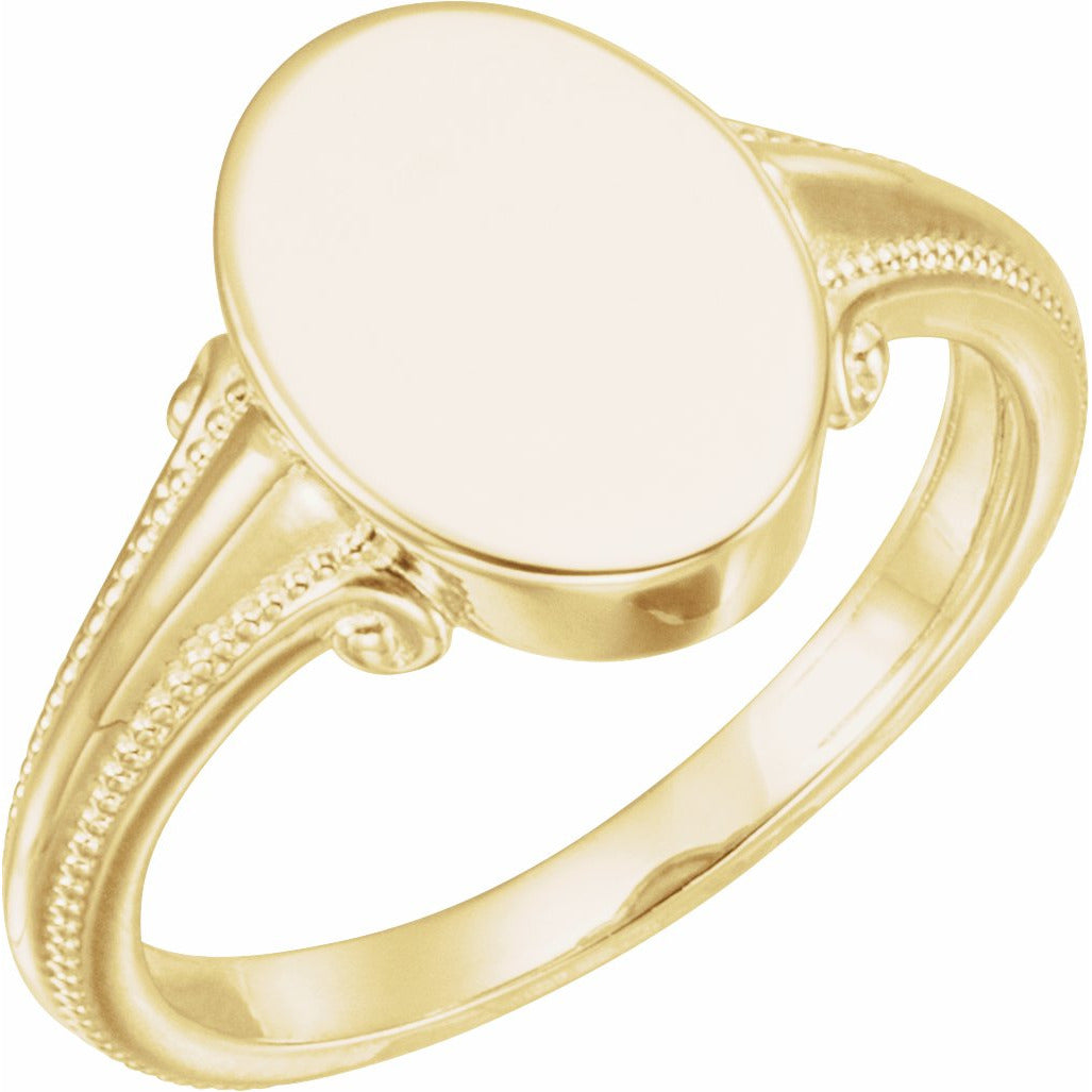 14K Yellow 13x9.65 mm Oval Signet Ring