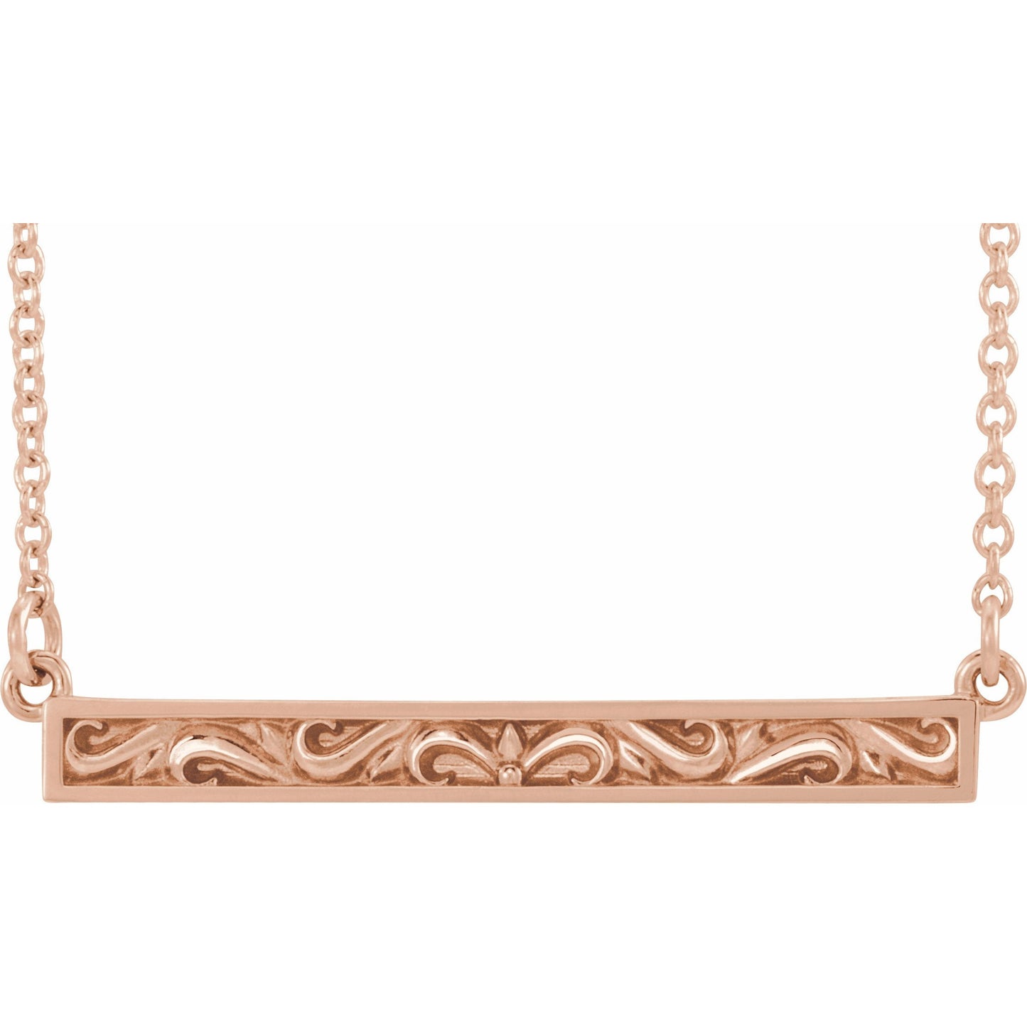 14K Rose Sculptural-Inspired Bar 16-18 Necklace