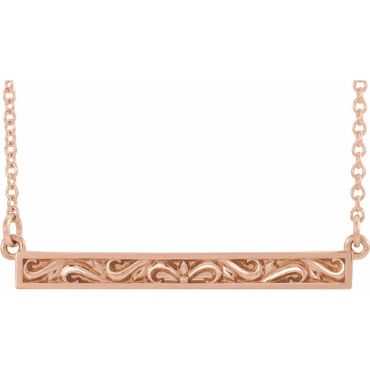14K Rose Sculptural-Inspired Bar 16-18 Necklace